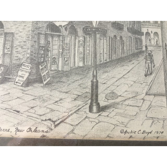 Note: This is a print of a pencil sketch. Artist: Archie C. Boyd Dated 1974 New Orleans Vieux Carre Good condition Signed...
