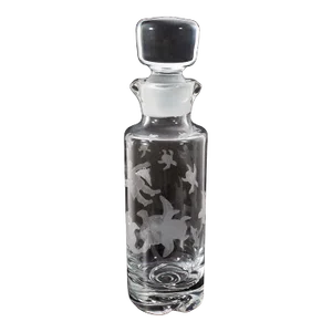 1980s Ronald Pennell Signed Contemporary Etched Turtle Design Studio Clear Decanter
