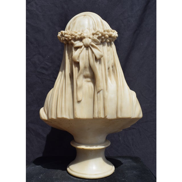 Bust of Veiled Lady in Reconstructed Carrara Marble by Marco D'Urso For Sale - Image 6 of 7