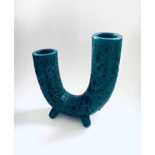 Ceramic Brutalist Art Pottery Studio Fat Lava Horn Spout Vase, Belgium, 1960s For Sale - Image 7 of 12