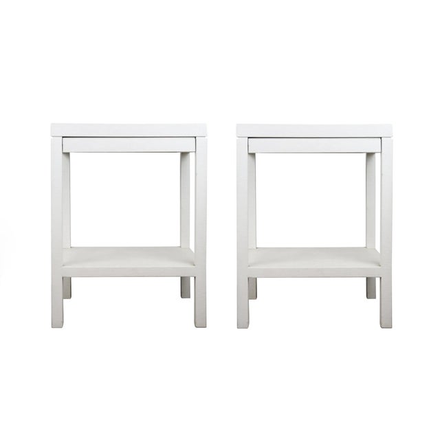 A pairCarl Springer Style White Raffia Wrapped Nightstand 22" * 16" * 30"