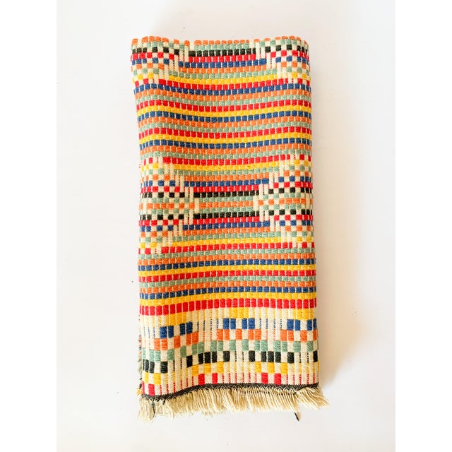 Textile Mid-Century Multicolored Hand Woven Overshot Textile For Sale - Image 7 of 12
