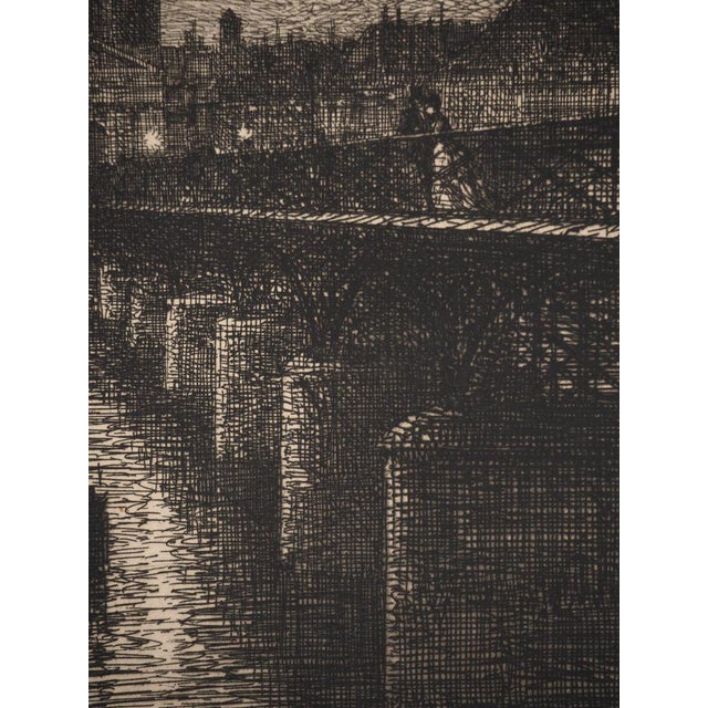 Maxime Lalane, Paris, Le Pont des Arts, Original Signed Engraving For Sale - Image 5 of 6