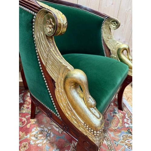 Green Empire Style Living Room Sofa and Armchairs, Set of 3 For Sale - Image 8 of 9