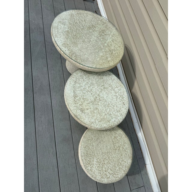 Tallest: 16H 24x24 Middle: 14H 20x20 Shortest: 11H 15.5x15.5 Each of the table has its own matching side of glass top,...