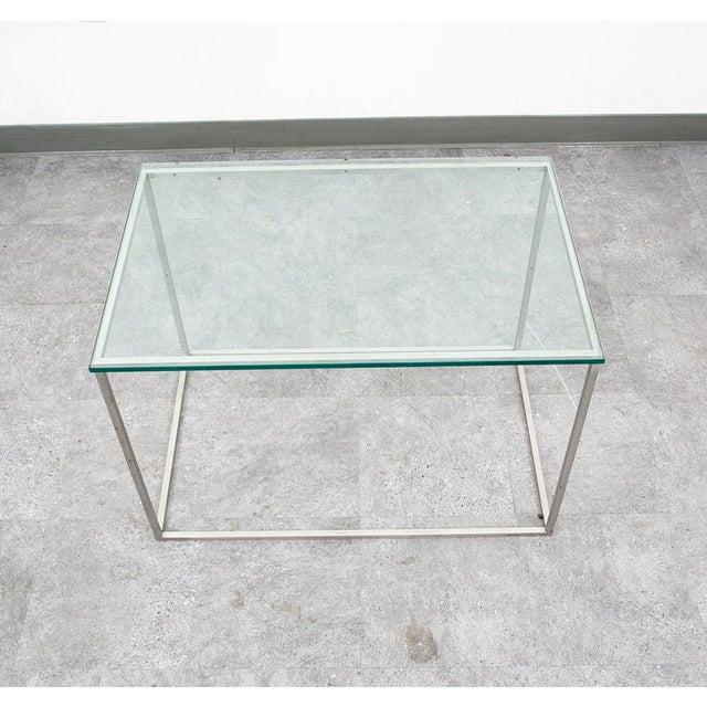 Metal Mid Century Modern End Table Side Metal Glass Vintage Silver Rectangular MCM For Sale - Image 7 of 12