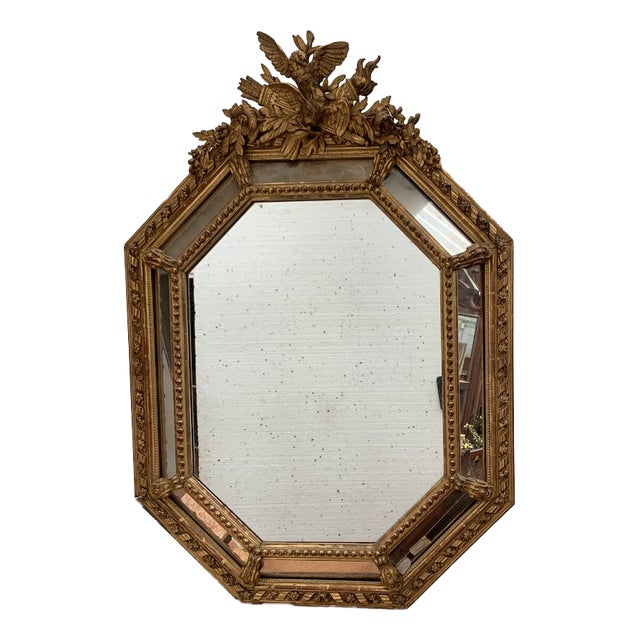 Napoleon III Mirror with Wooden and Gilded Stucco Frame, 19th Century For Sale