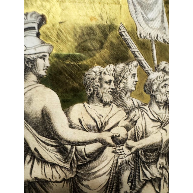 1950s Neoclassic Decoupage Reverse Painting Engraving Framed Art - Set of 2 For Sale - Image 4 of 9