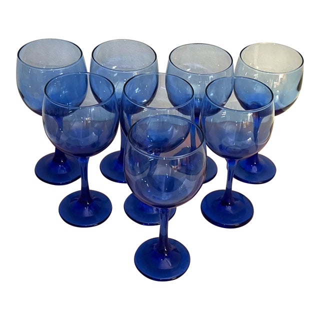 Cobalt Blue Libbey Glasses - Set of 8 For Sale