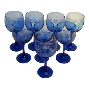 Cobalt Blue Libbey Glasses - Set of 8