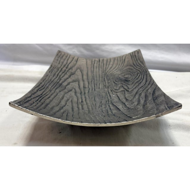 Metal Vintage Z. Gallerie Faux Bois Metal Footed Platter For Sale - Image 7 of 12
