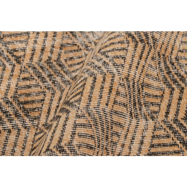 Textile Vintage Zeki Müren Rug in Gold With Brown Geometric Patterns, From Rug & Kilim For Sale - Image 7 of 8