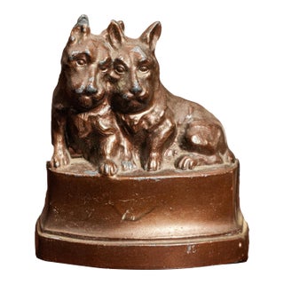 Charming Antique Miniature Scottish Terrier Scottie Dog Animal Statue Sculpture Home Decor For Sale