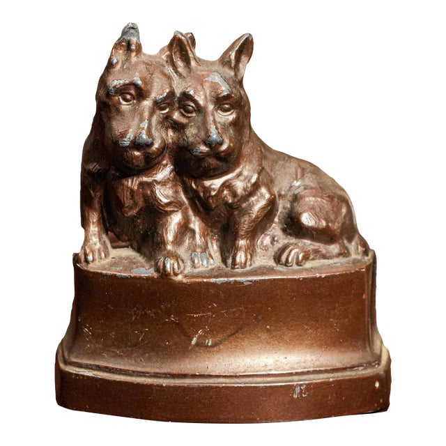 Charming Antique Miniature Scottish Terrier Scottie Dog Animal Statue Sculpture Home Decor For Sale