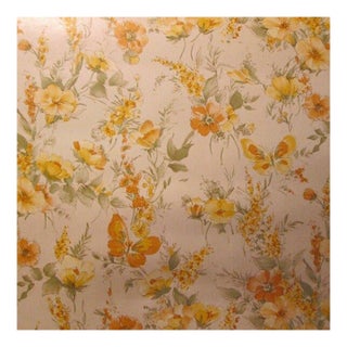 Vintage 1980s Orange Floral Motif Wallpaper For Sale