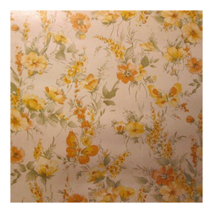 Vintage 1980s Orange Floral Motif Wallpaper