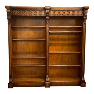 John Richard Large Transitional Mahogany Finished Bookcase For Sale