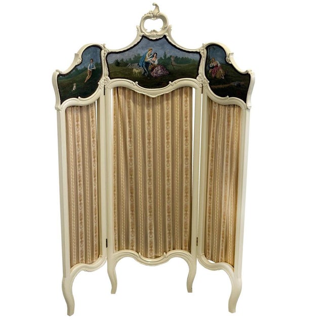 Antique Three-Panel Folding Screen, 1880s For Sale - Image 14 of 14