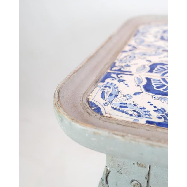 Rococo Grey Painted Tiled Table, 1780s For Sale - Image 9 of 13