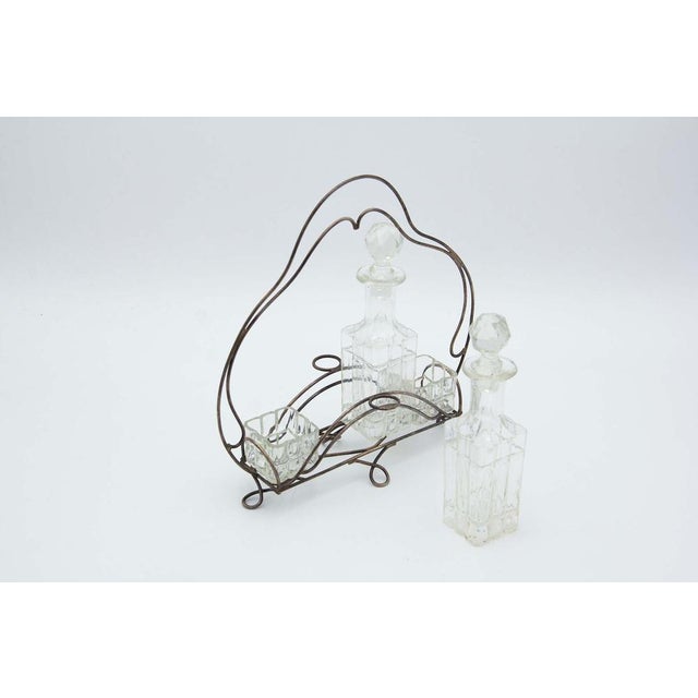 Cruet with Silver Wire Frame and Glass Cruets, Set of 3, in Good conditions. Designed 1980 to 1989