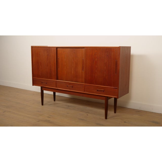 Mid-Century Modern Vintage Brown Highboard in Teak For Sale - Image 3 of 16