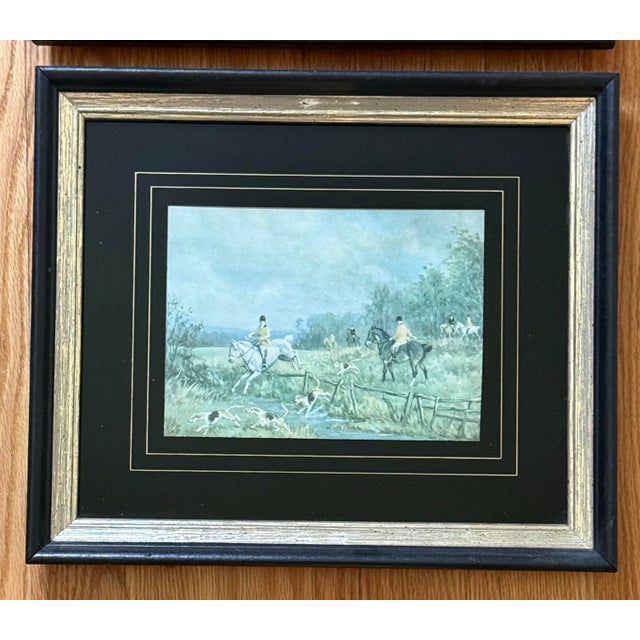 Midcentury Framed Equestrian Fox Hunt Prints, a Pair For Sale - Image 4 of 7