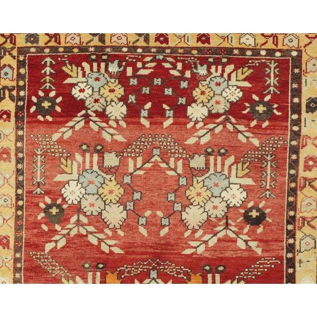 Textile Vintage Turkish Oushak Area Rug 4ft 10in X 8ft 3in For Sale - Image 7 of 8