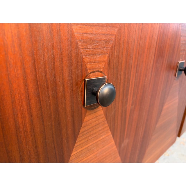 Mid 20th Century Modern American of Martinsville Walnut "Diamond" Triple Lowboy Dresser For Sale - Image 16 of 16