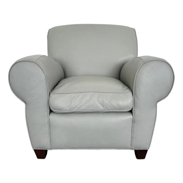 Pottery Barn Manhattan Roll Arm Leather Chair For Sale