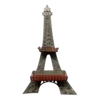 Vintage Metal Eiffel Tower for Wall With Shelves For Sale