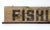 Circa 1940s/50s wood Fishing sign found in New York State. Sign has eye hooks for hanging. Wear from outside use,...