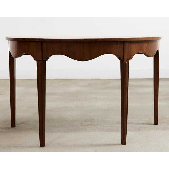 19th Century 19th Century Pair of George III Mahogany Demilune Console Tables For Sale - Image 5 of 12