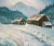 Charming winter landscape in cool colors of a snowy farm scene in the mountains by an unknown artist. Signed "Fiiak" or...