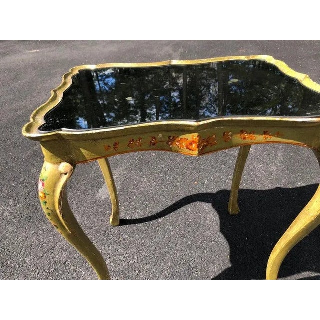 Italian Hand Painted Mirror Top Side Table For Sale - Image 11 of 13