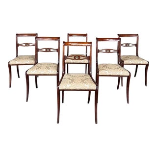 Set of 6 Antique French Empire Revival Mahogany Dining Chairs For Sale