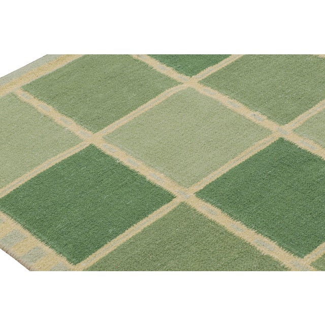 Late 20th Century Rug & Kilim’s Scandinavian Style Rug in Green With Geometric Patterns For Sale - Image 5 of 7