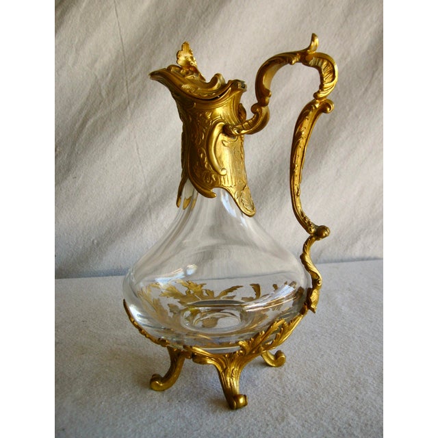 French 1920s French Napoleon III Bronze and Crystal Decanter -Carafe For Sale - Image 3 of 11