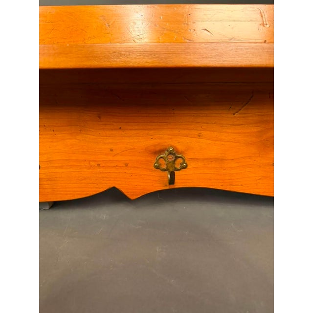 French 19th Century Cherry Wall-Mounted Shelf With Five Bronze Hooks, Circa 1890 For Sale - Image 13 of 16