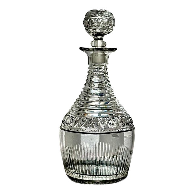 English Georgian Cut Glass Decanter with Cut Glass Stopper, 1800-1835 For Sale