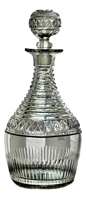 English Georgian Cut Glass Decanter with Cut Glass Stopper, 1800-1835