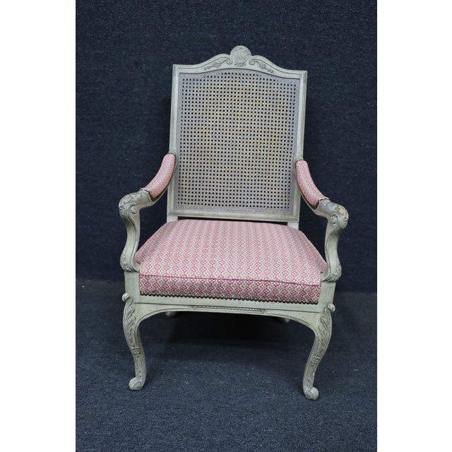 Wood French Louis XVI Revival Painted Cane-Back Armchair, Late 19th Century For Sale - Image 7 of 13