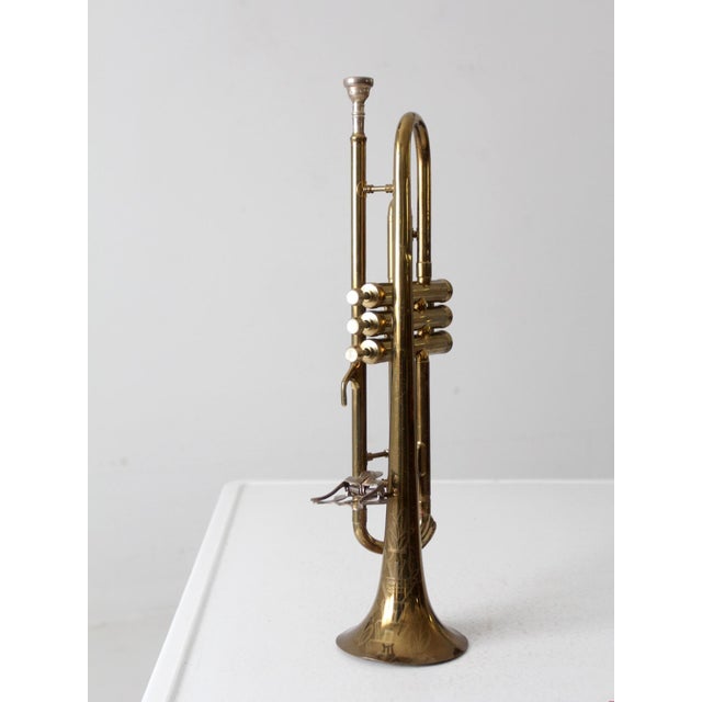 Vintage c.g. Conn Brass Trumpet With Case For Sale - Image 4 of 12