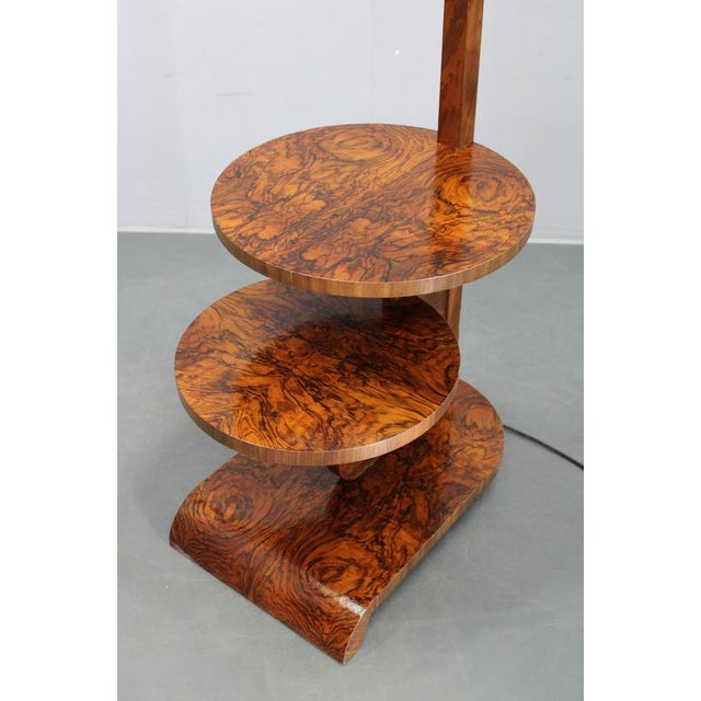 1930s Art Deco Floor Lamp with Shelves in Glass, Walnut, and Metal, Czechoslovakia, 1930s For Sale - Image 5 of 13