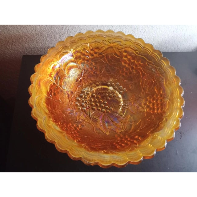 1950s Indiana Glass Marigold Carnival Glass Berry Bowl For Sale In Dallas - Image 6 of 7