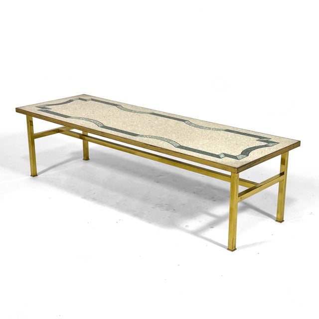 French Brass Coffee Table With Terrazzo Top For Sale - Image 4 of 9