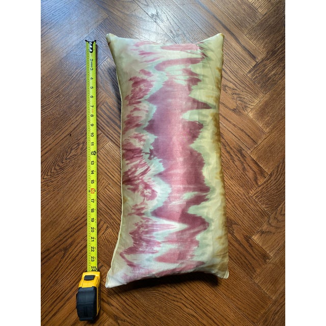 Transitional Tie-Dye Silk Decorative Pillow With Down Insert For Sale - Image 3 of 6