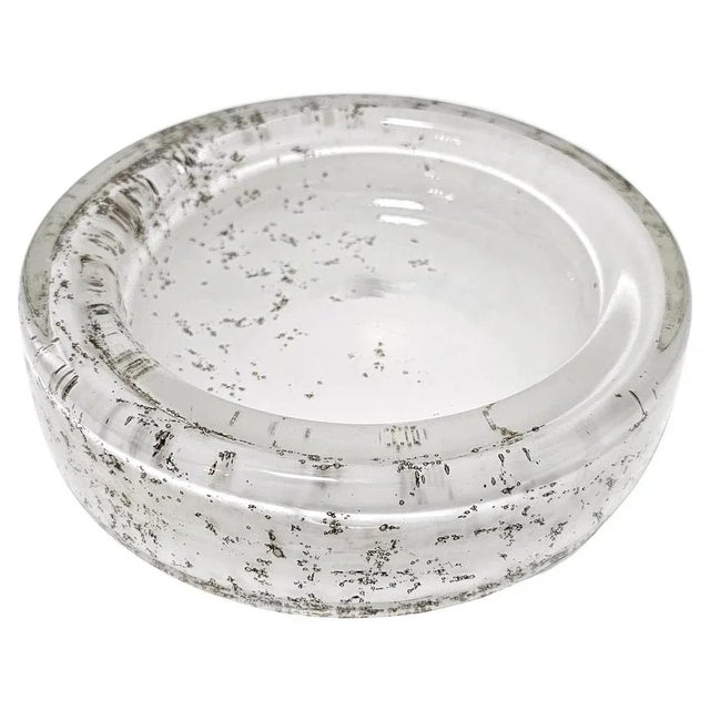 Black Mid-Century Modern Murano Glass Ashtray in White Bubble Glass, Italy, 1970s For Sale - Image 8 of 8