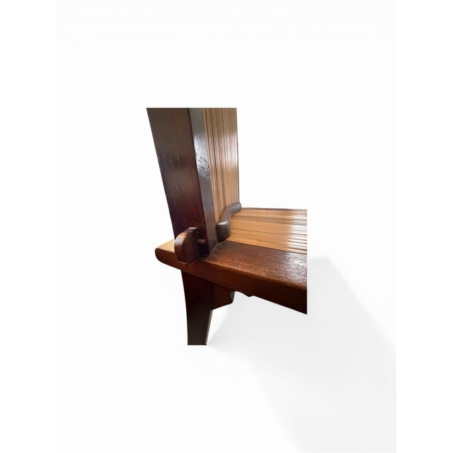 Wood Rustic Javanese Vintage Wooden Dinning Chairs With Slatted Bamboo Back and Seat For Sale - Image 7 of 9