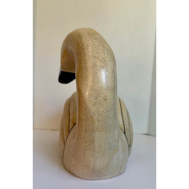 1970's Tessellated Stone Swan Attributed to Maitland-Smith With Brass Inlay For Sale In Los Angeles - Image 6 of 13
