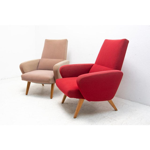Wood Set of His and Her Armchairs attributed to Jaroslav Šmídek, Czechoslovakia, 1960s For Sale - Image 7 of 18